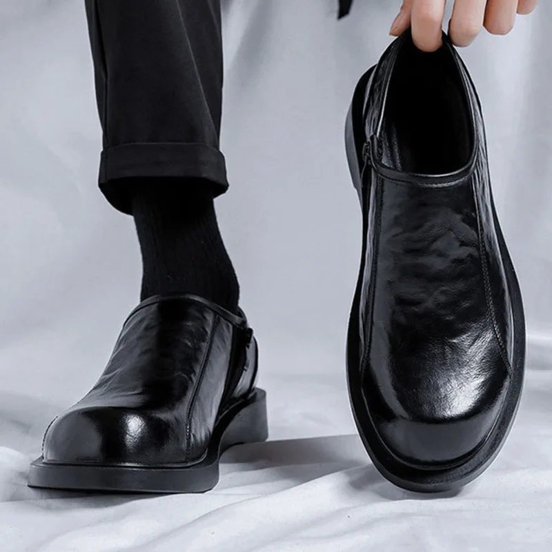 

Men's Dress Shoes Low Top Trendy Non-slip Wear-resistant Soft Leather Comfortable Casual Business Shoes For Man Classic Black