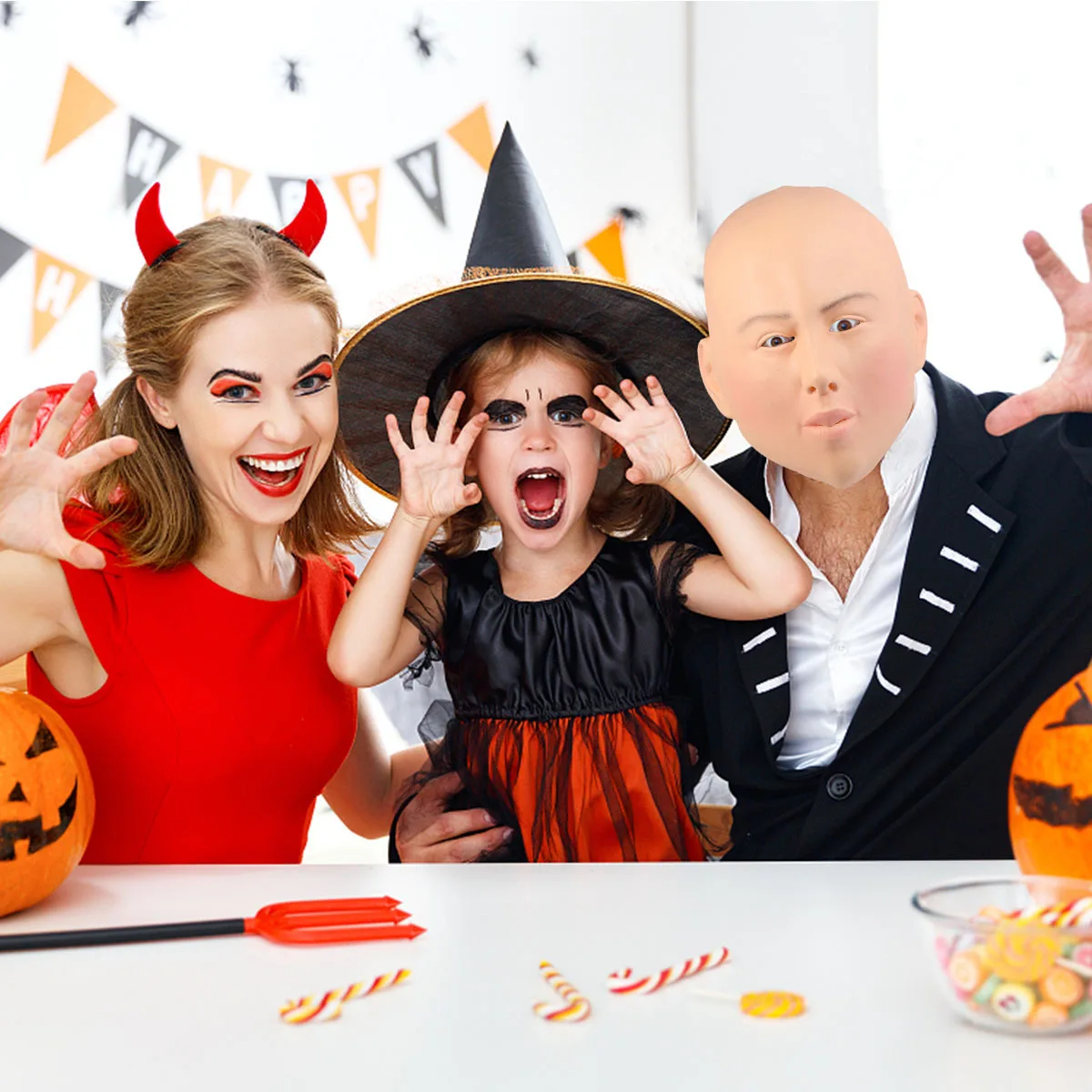 

1Pcs Horror Bareheaded Beauty Mask Latex Cosplay Head Mask for Halloween Masquerade Party Costume Bareheaded Costume