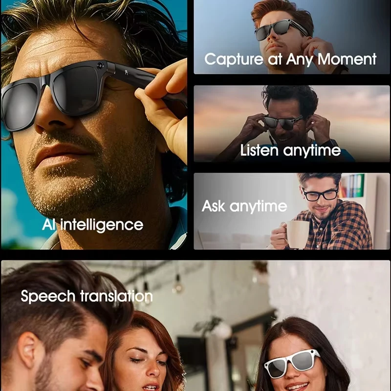 

AI Smart Glasses With Camera Video Translator Voice Assisatant Headphones Change Color Sunglasses Prescription Eyeglasses UV400