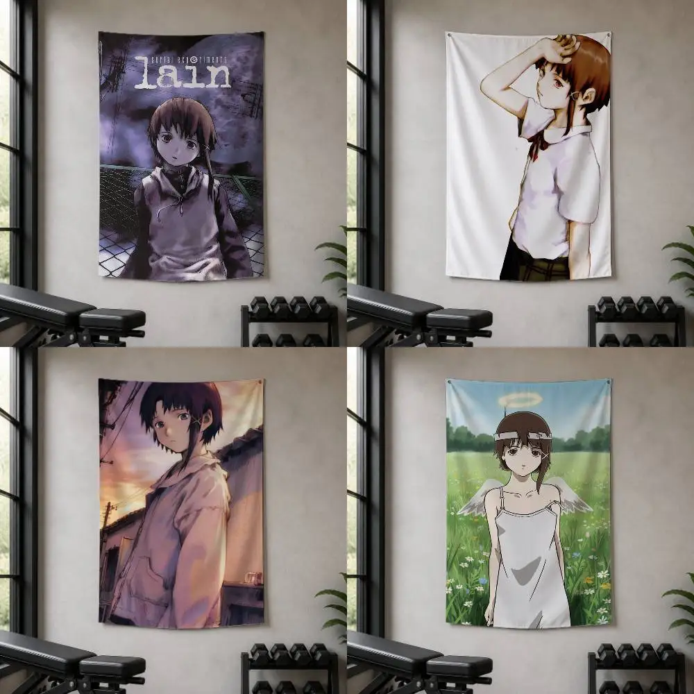 Serial Experiments Lain  Decorative Hanging Flag with Grommets for Garage Bedroom Dorm Wall Decor