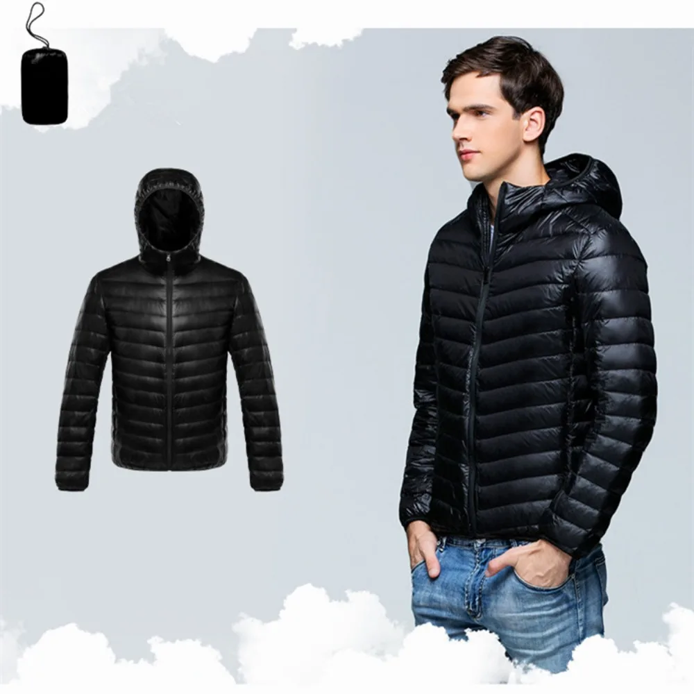 2023 Lightweight Autumn Winter Down Jacket Men Puffer Jacket Waterproof Hooded Short White Duck Down Men's Clothing Jacket Coat