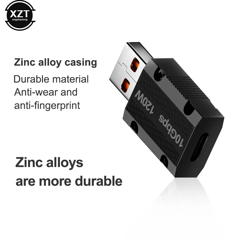 120W Zinc Alloy USB Type C OTG Adapter 10Gbps Usb Male to USB-C Female Connector for Phone Ipad Macbook Super Fast Charger