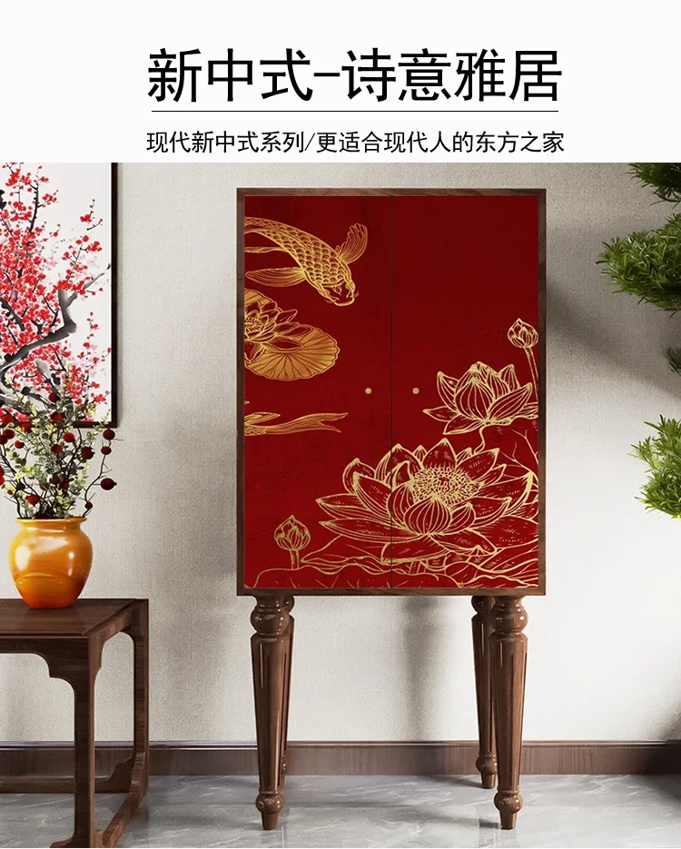 

New Chinese Style Solid Wood High Foot Cabinet Multi-Functional Storage Room Wall Storage Cabinet