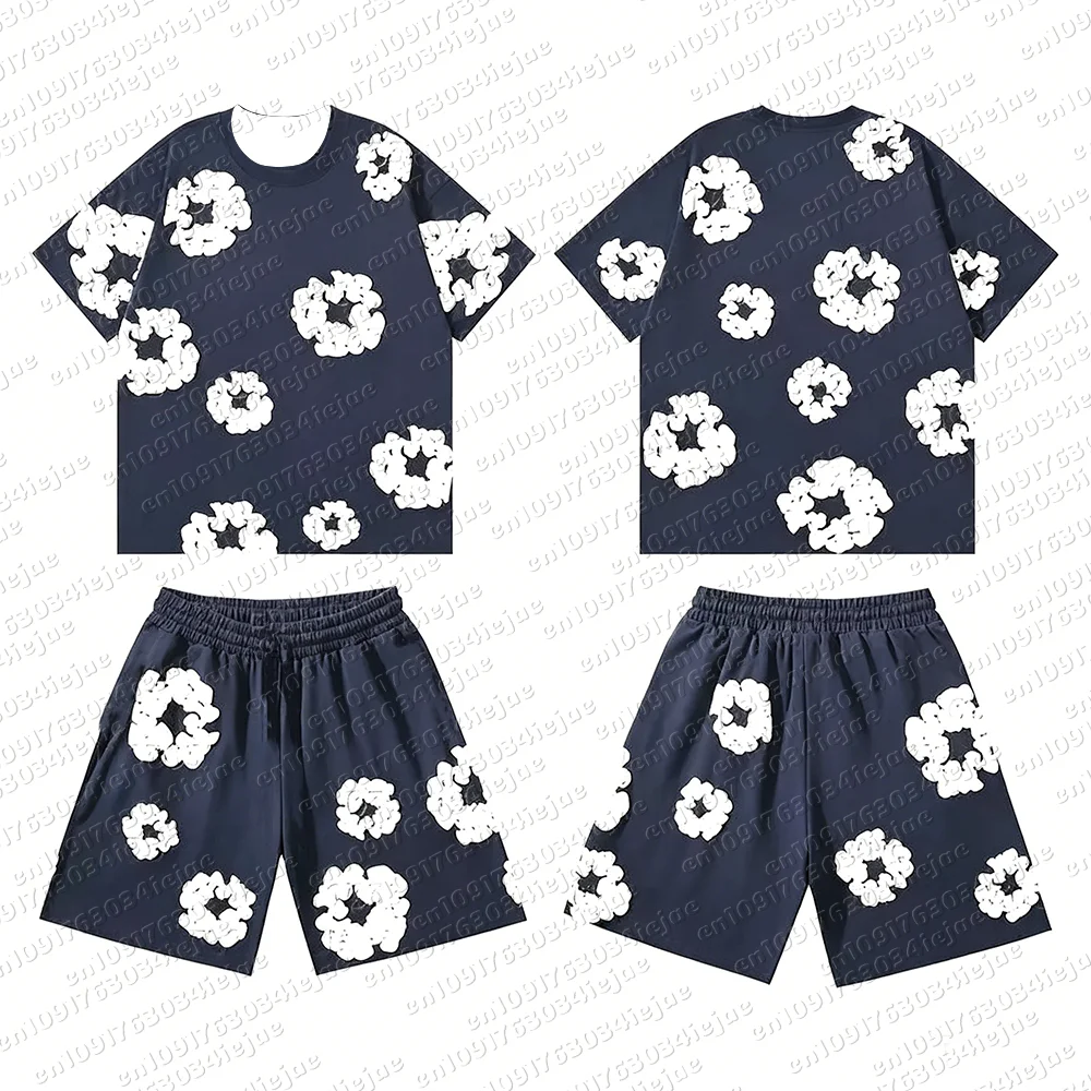 Sommer Hip-Hop-Set mit kurzen Ärmeln und Print, europäisch-amerikanische Mode, High-Street-Look, lockere Sportbekleidung, passend für die ganze Familie, auch für Kinder. – Detail 11
