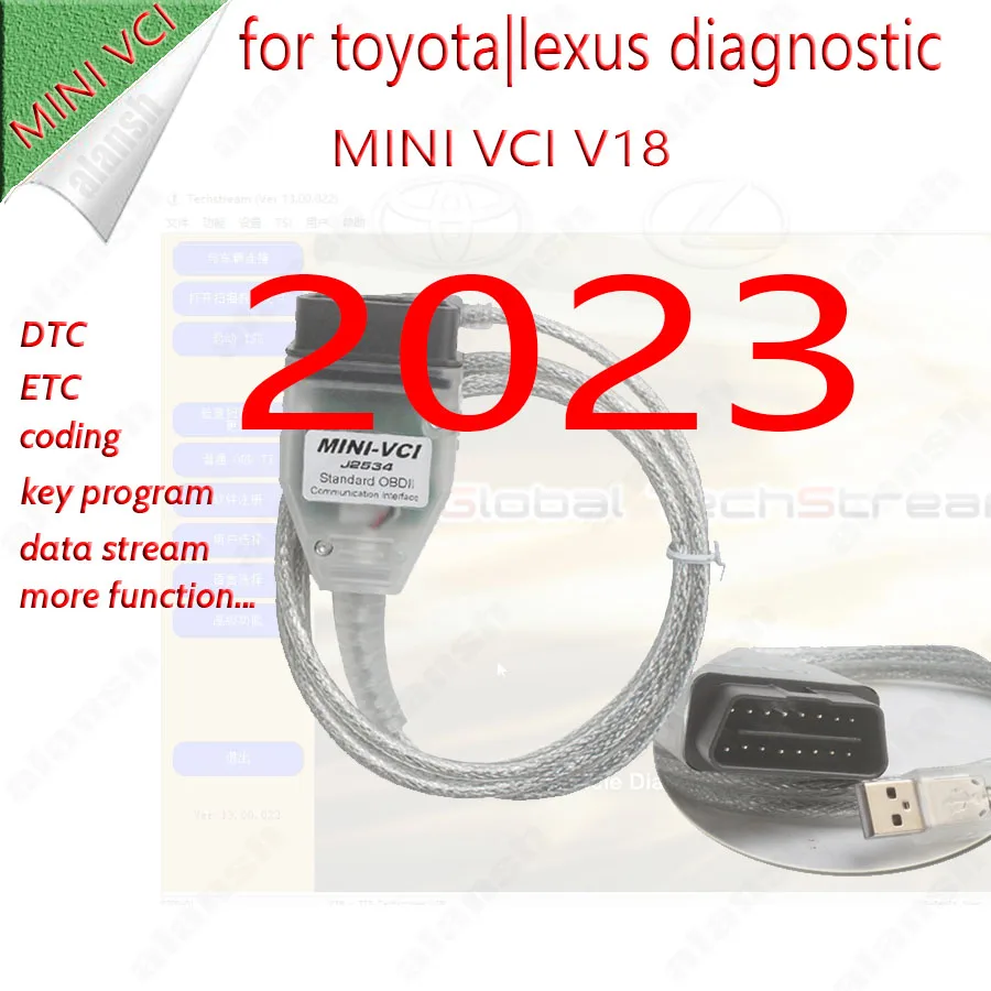 

2023 mini vci для Toyota TIS Techstream V18 minivci FTDI J2534 Автомобильный сканер OBD OBD2 Диагностика автомобиля фотокабель