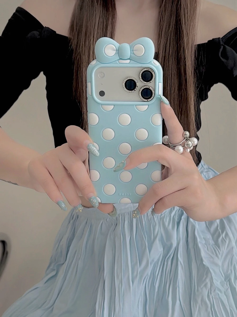 Kawaii 3D Cartoon Polka Dot Schleifenknoten Weiche Silikon Handyhülle für iPhone 12 13 14 15 16 17 Pro Max Lustige Schleife Stoßfeste Hülle – Detail 7
