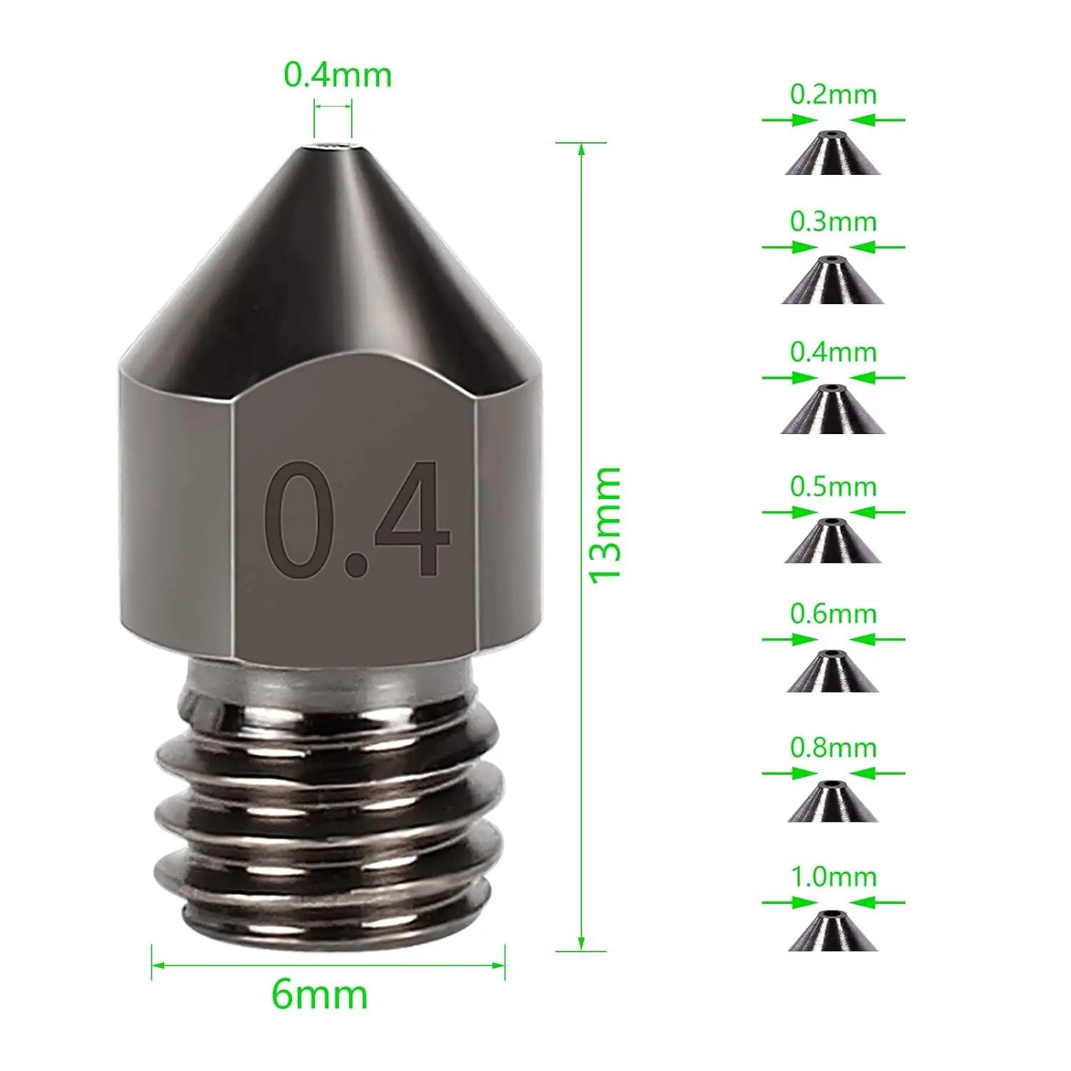 5/10PCS 3D Printer Hardened Steel MK8 Extruder Nozzles for CR-10/ Ender 3/5, Ender 3/ V2 Ender3 pro, Aquila Anet A8 A8plus ET4