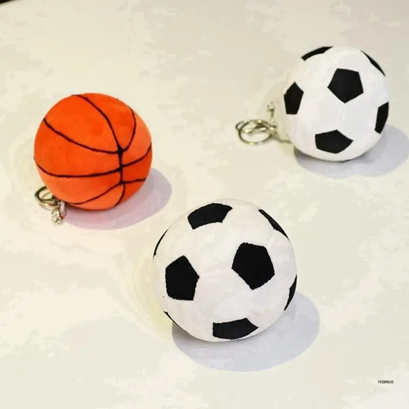 Plush Football/Basketball Keychains Pendant Car Keyring Backpack Bag Charm