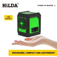 HILDA 2-Line Laser Level Waterproof Dustproof Shockproof Green Light Self Leveling Strap Magnet Horizontal and Vertical Laser