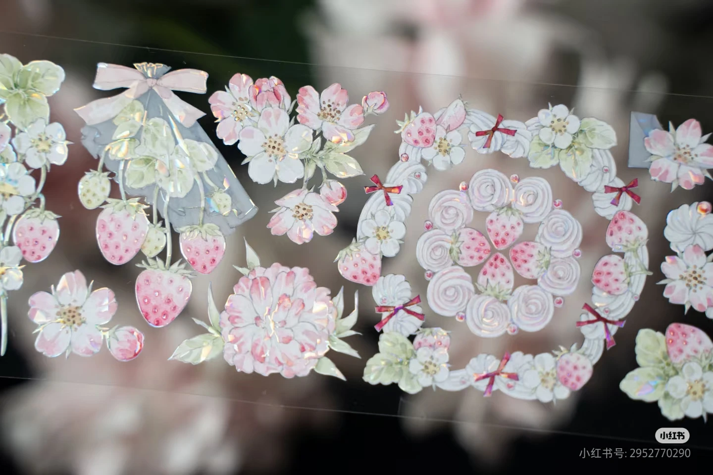 

Strawberry Sweet Sauce Shell Light PET washi Tape Collage Pink Flower