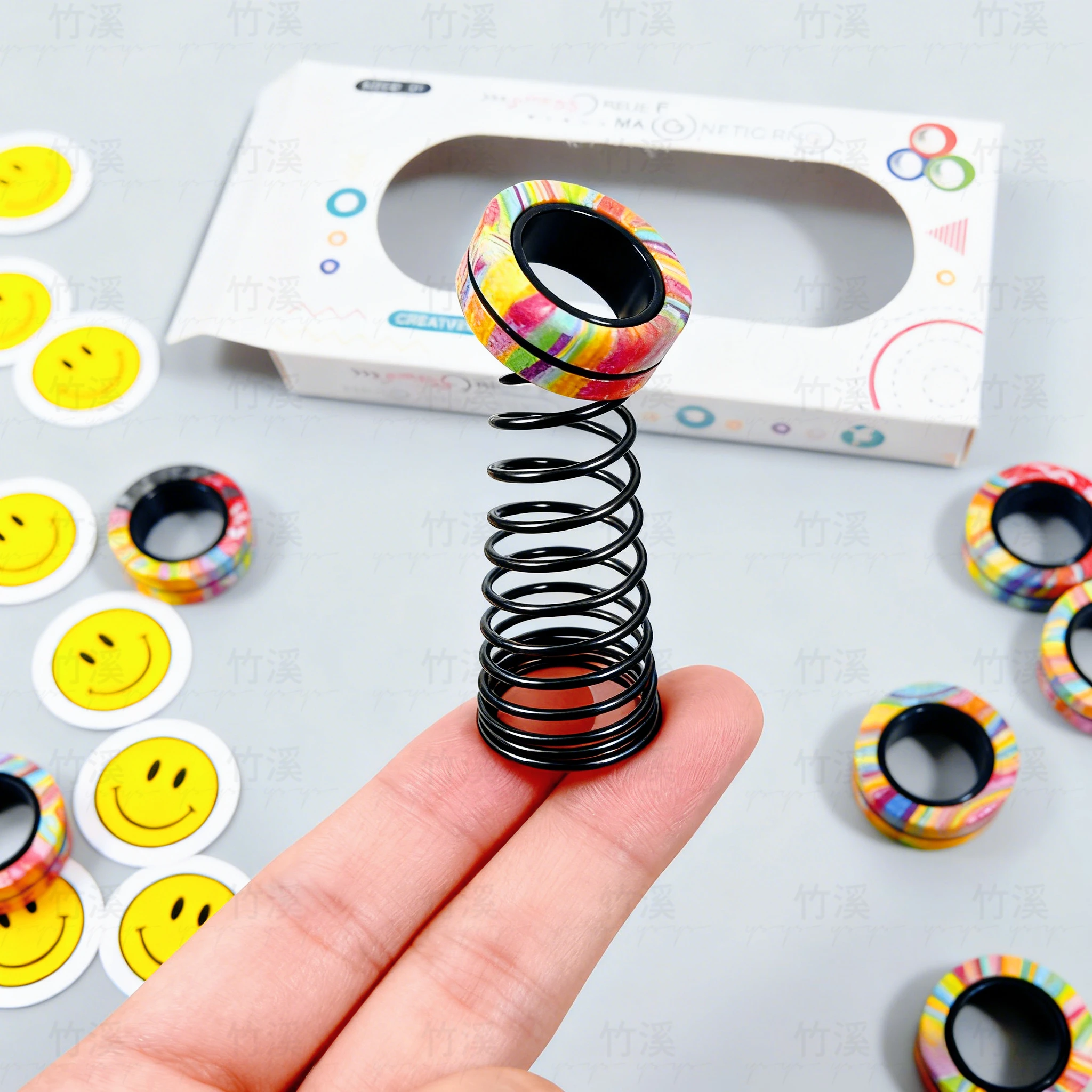 ●Magnetic Spinner Rings Set of 3 - Fidget Toys for Adults, Teens & Kids, Stress Relief, Stainless Steel