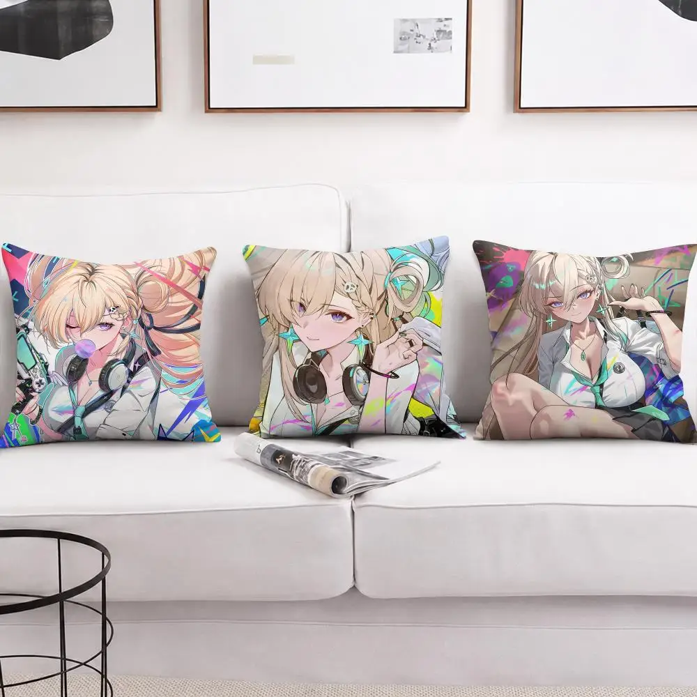 Lynae Wuthering Waves Cushion Cover Soft Short Plush Pillow Cover Smooth Cozy Texture Aesthetic Cushion Case Home Decor