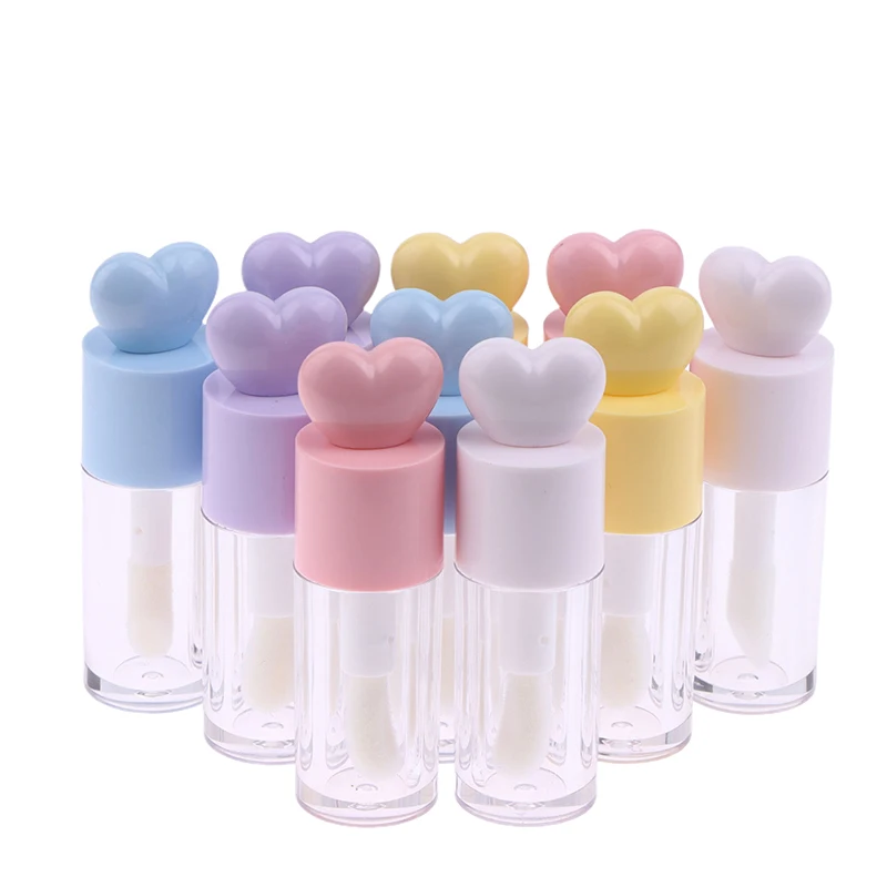 1 قطعة 4 مللي الإبداعية شكل قلب أنابيب ملمع الشفاه واضح فارغة DIY بها بنفسك أنابيب بلسم الشفاه أسطواني مع عصا إعادة الملء زجاجة أحمر الشفاه