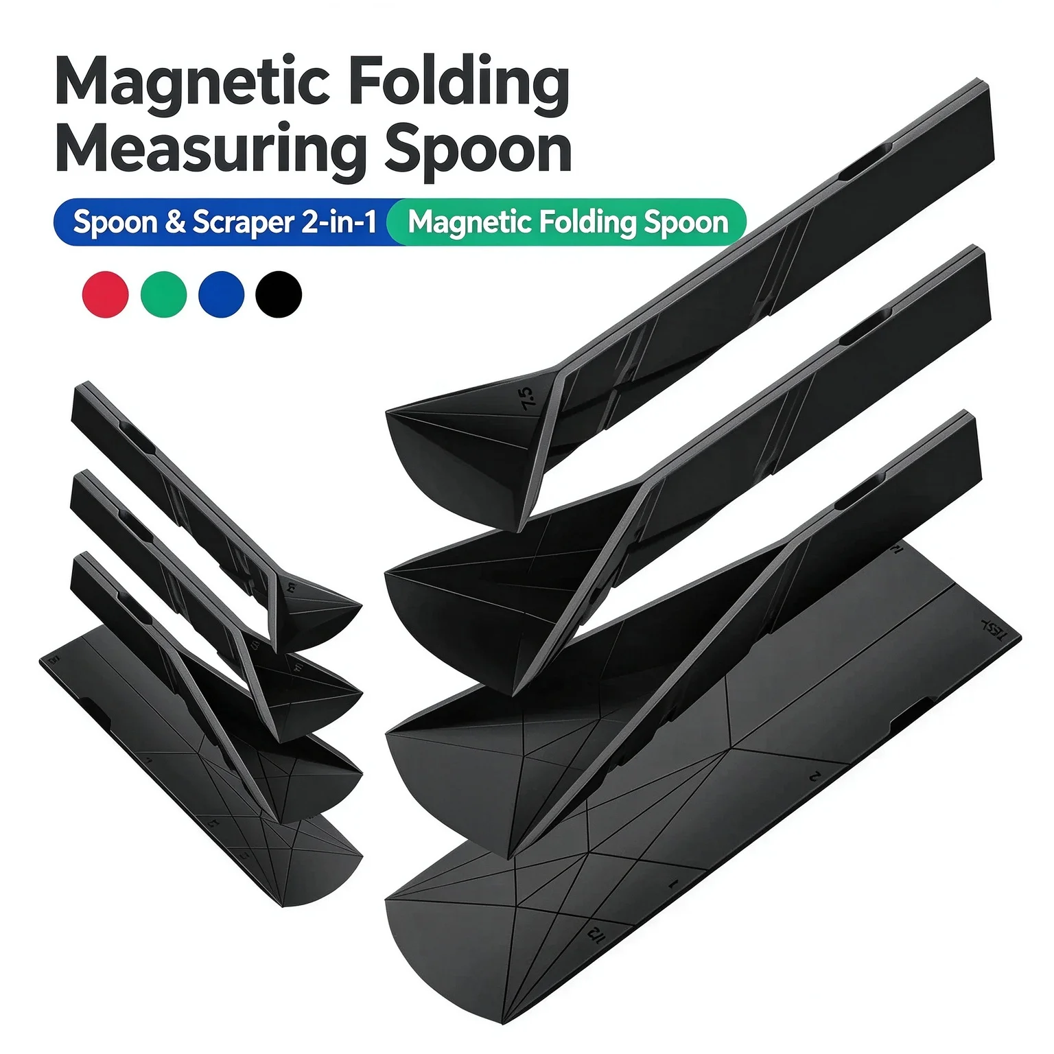 COFFTIME Creative Fun Foldable Flat 3-in-1 Measuring Spoon Adjustable Position Multifunctional Flat Coffee Spoon Kitchen Gadget
