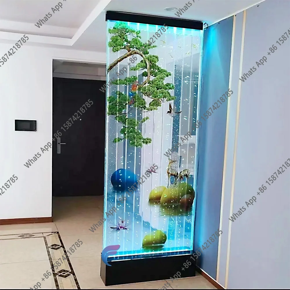 O Customization.Modern Indoor Movable LED Acrylic Water Bubble Wall Panel With Printed For Office Hotel Lobby Decorative Screens