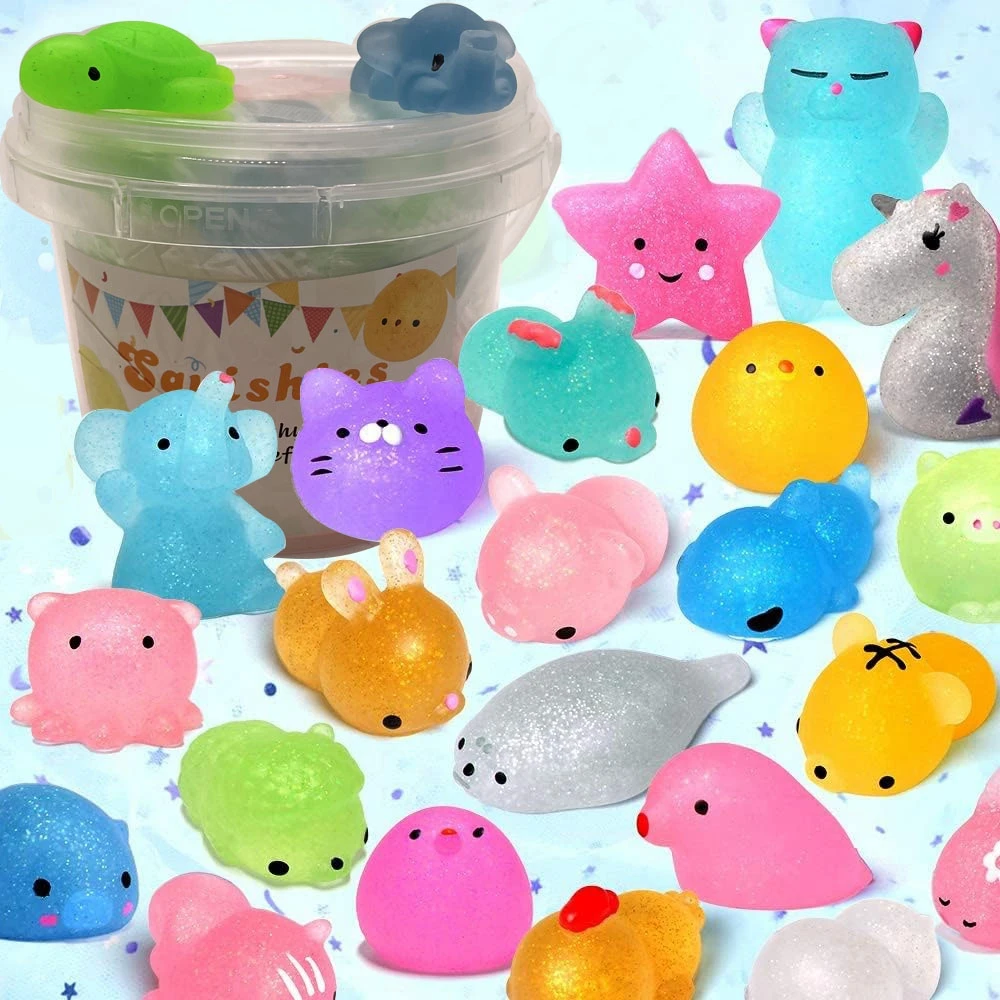 12/36 sztuk dla dzieci Mochi zwierząt Squishies zabawki brokat Mochi Squishy losowe Kawaii Mini Squishies zabawka antystresowa upominki na przyjęcie
