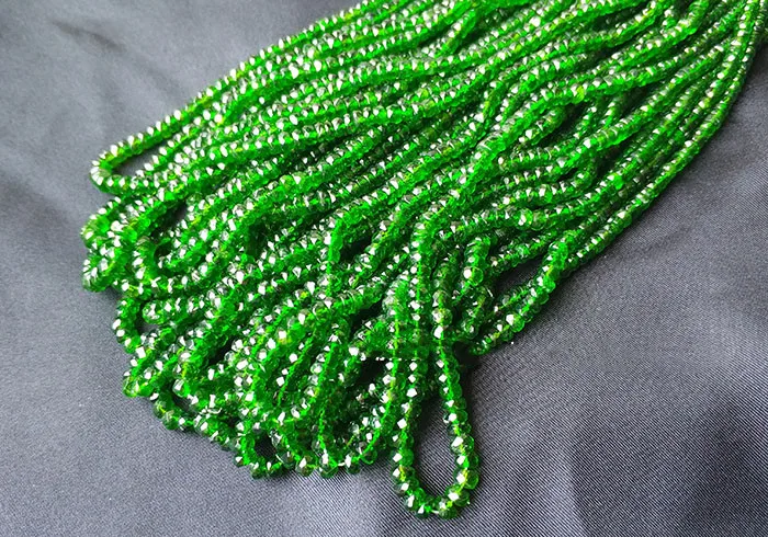 2023 Loose Beads Green Diopside Roundel Faceted 3-3.5mm  for DIY Jewelry Making 40cm   Nature Gemstone