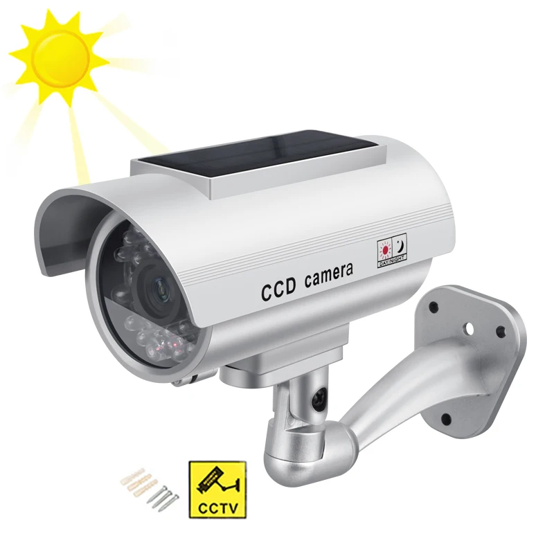 Solar Power Dummy Camera Beveiliging Waterdicht Fake Camera Outdoor Indoor Bullet Led Monitor Cctv Surveillance Camera