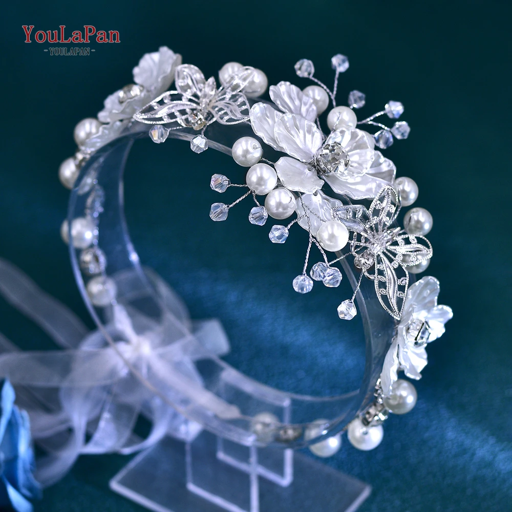 

YouLaPan Bridal Pearl Hair Band Alloy Butterfly Rhinestone Wedding Headband Flower Hairband Elegant Princess Headwear HP783
