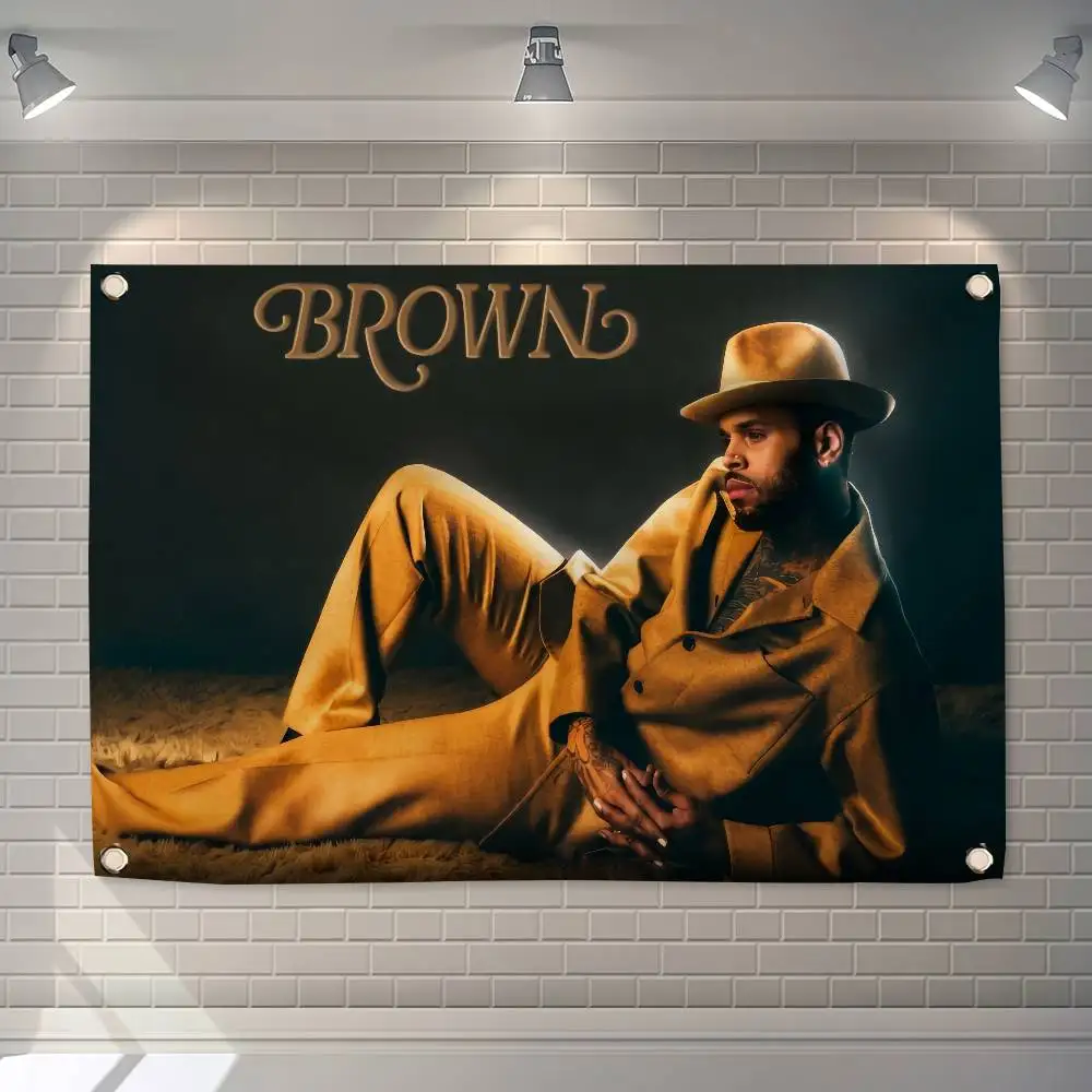 Singer C-Chris Brown BROWN 150x200cm 60x90cm Flag Decoration Outdoor Picnic Party Home Camping Party Art Hanging Banner
