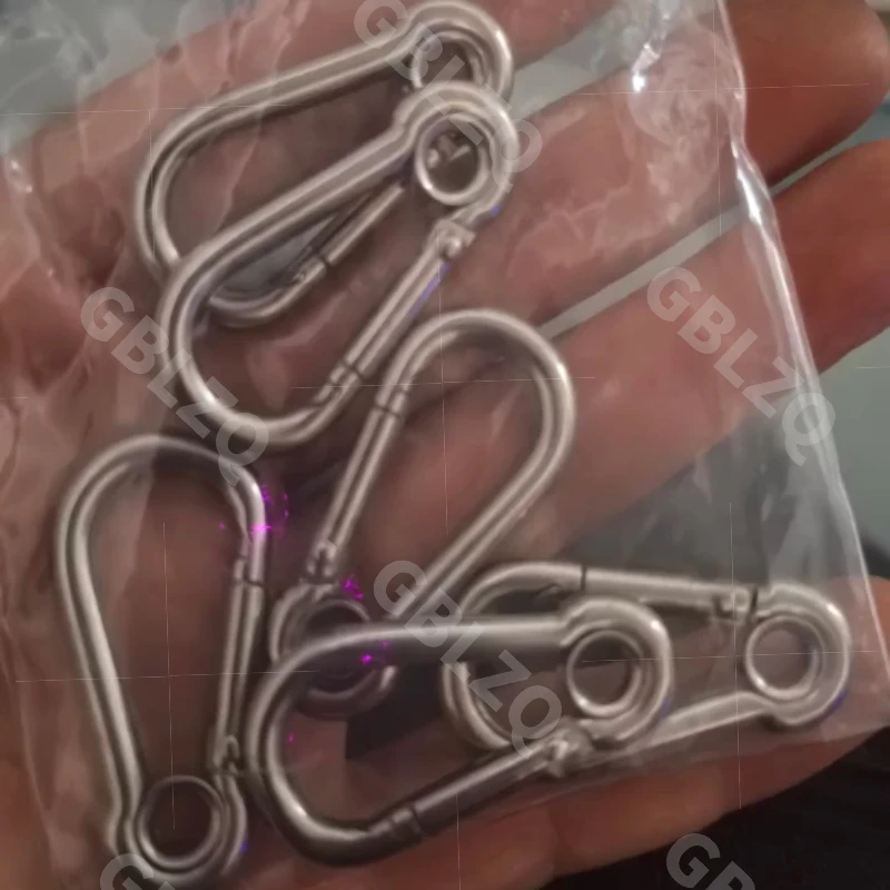 304 Stainless Steel Spring Hook M4-M14 Safety Clip Keychain Carabiner Quick Release Ring Snap Hook pet leash clip high load hook