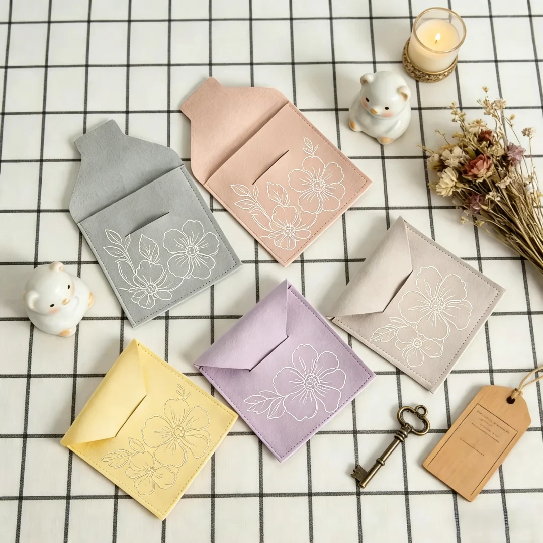 10Pcs Microfiber Envelope Jewelry Bags Wedding Gift Ring Earring Necklace USB Organizer Oil Makeup Storage Packaging Pouch