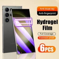 6Pcs Anti Blue Light Hydrogel Film For Samsung Galaxy S23 S22 S21 S24 Ultra S20 FE S9 Plus Screen Protector S10 Lite Not Glass