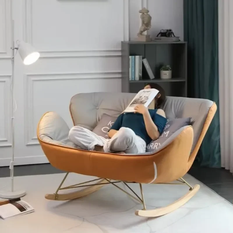 Hot Selling Lamb Wool With Solid Wood Frame Metal Legs Bedroom Accent Chair Rocking Chair