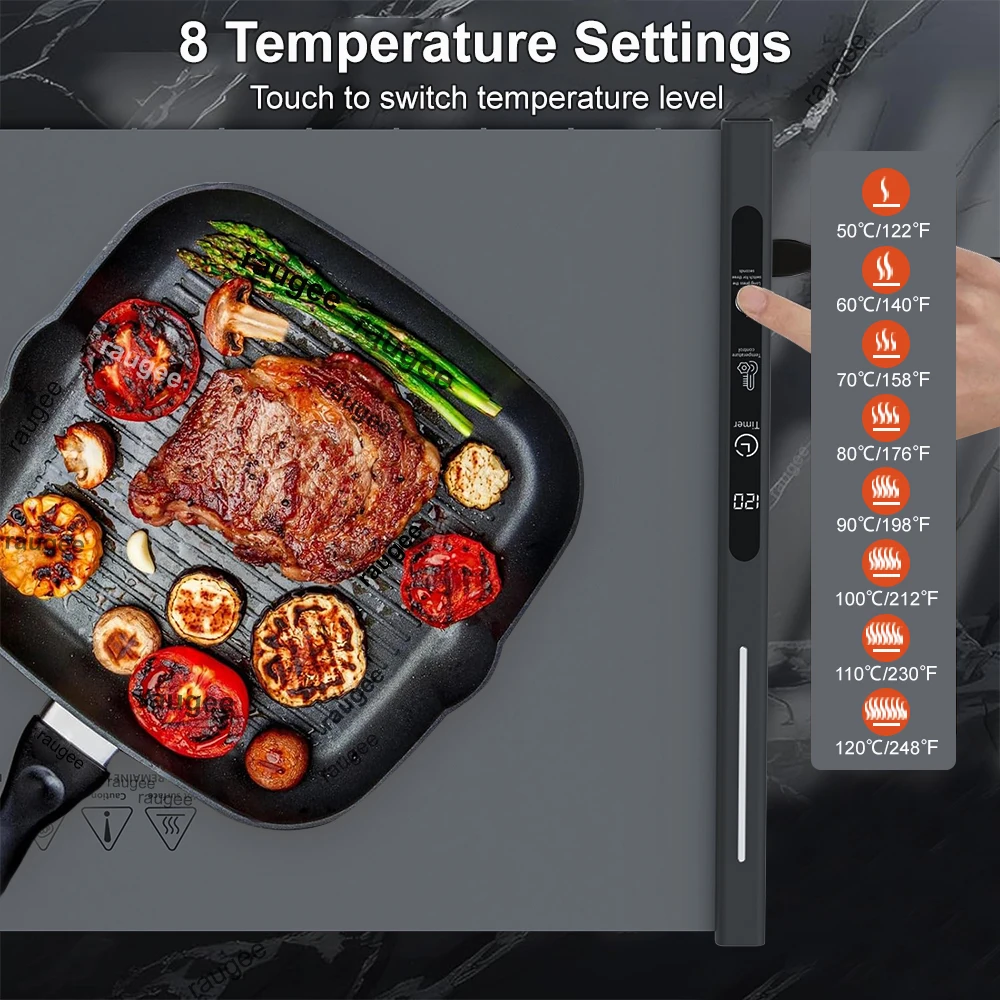 Electric Food Warmer Mat Foldable Warming Tray 8 Tem Setting Full Surface Fast Heating Plate Portable Electric Food Warmer Plate