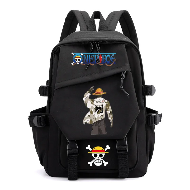 New One Piece Luffy Roronoa Zoro Backpack Distinctive Creative Anime Cartoon Print High-value Student Japanese Retro Backpack