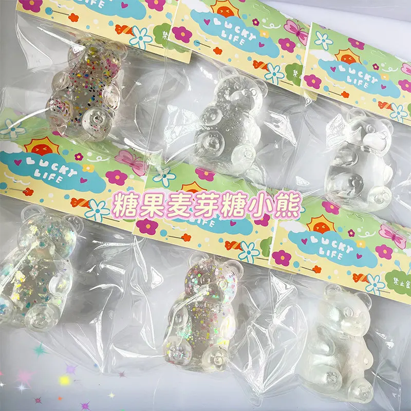 Mochi Taba мягкий милый липкий прозрачный медведь золотой порошок красочные конфеты медведь непоседающие детские игрушки украшения праздничные подарки