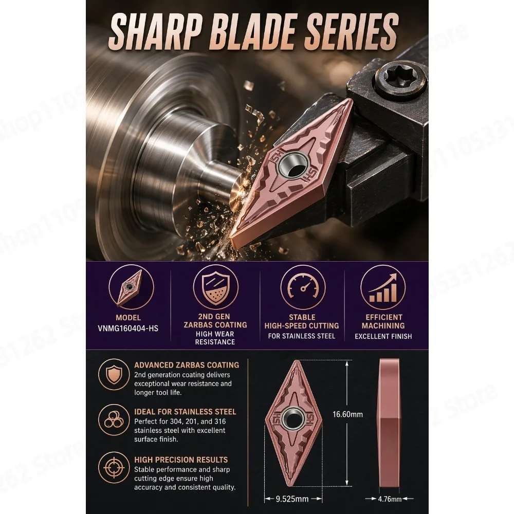 For Stainless Steel VNMG160404-HS Carbide Inserts External Turning Tool CNC Lathe Cutter Tool