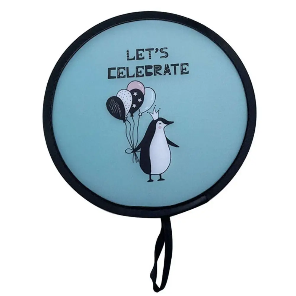 Circular Fan Decorative Mini Flying Disk Fan Round with Pocket Folding Fans Collapsible Fan Cartoon Pocket Fan For Beach Lawn