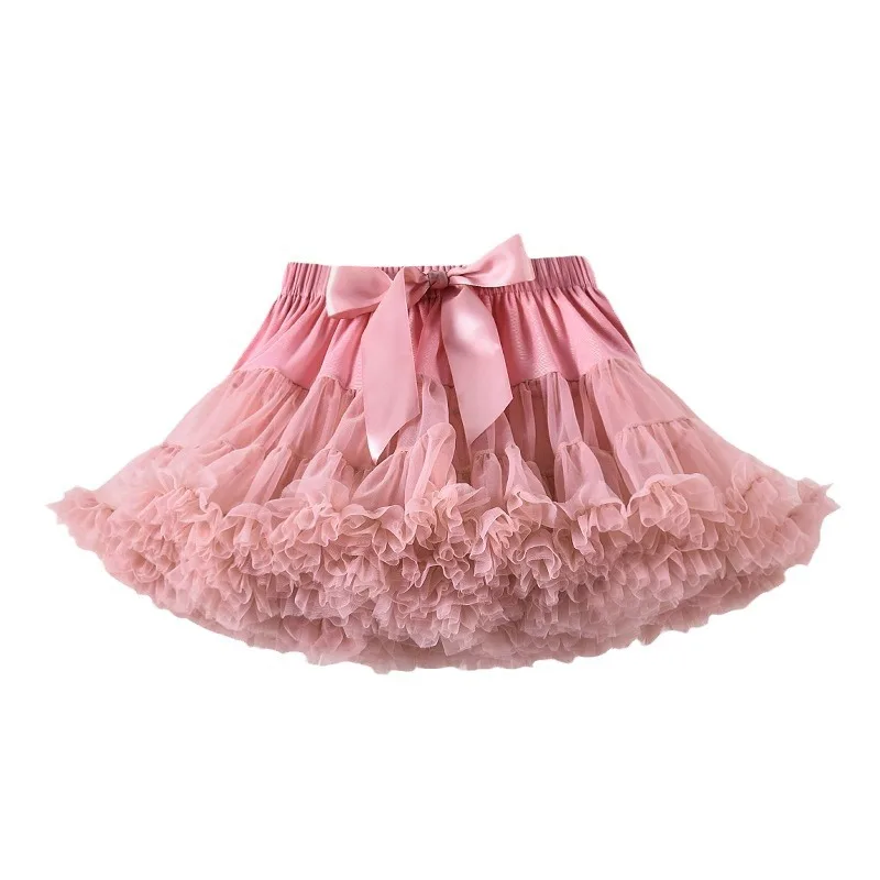 HOT Girls Tutu Skirts Solid Fluffy Tulle Princess Ball Gown Pettiskirt Kids Ballet Party Performance Dress for Children