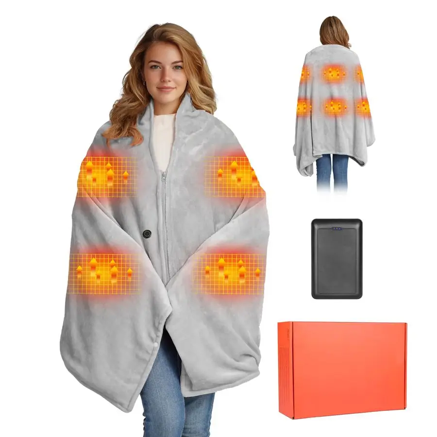 

Одеяло с батарейным питанием и флисовой подкладкой, аккумулятор 7,4 В, 16000 мАч, 62 x 35, шаль с подогревом для женщин и мужчин, беспроводной USB, уличный