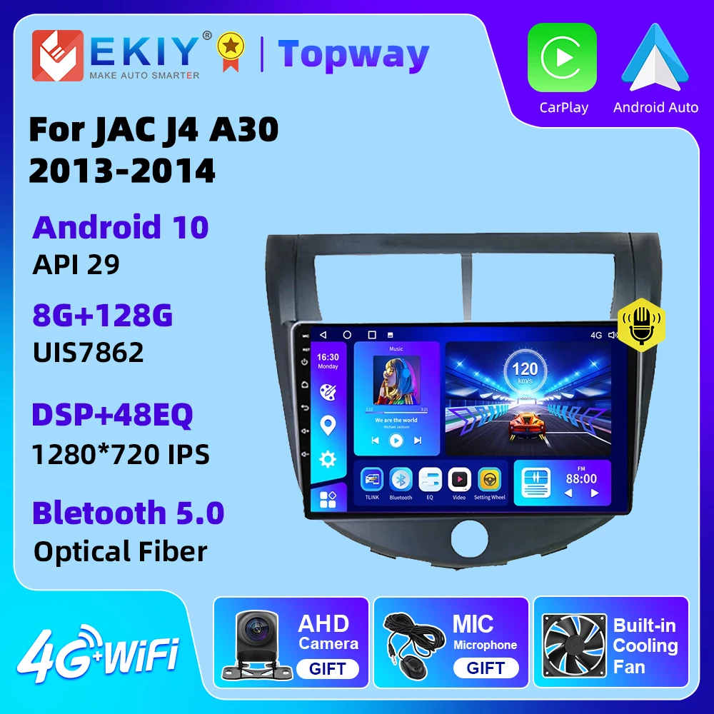 

EKIY Android 10 Autoradio Car Radio For JAC J4 A30 2013 2014 Multimedia Player 4G WIFI GPS DSP RDS Navigation Carplay 2 Din