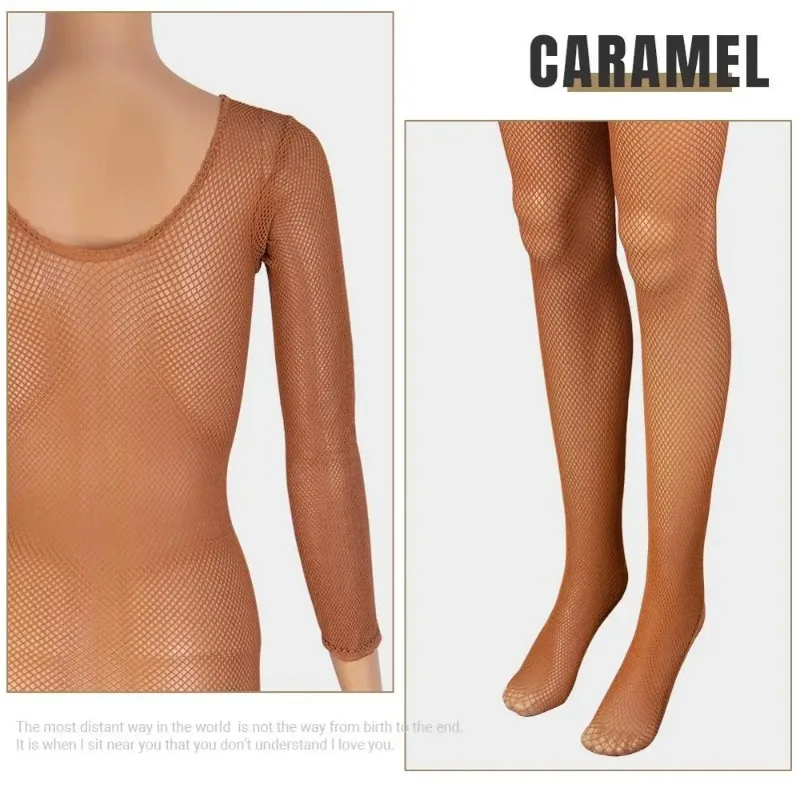 Woman Elastic Fishnet Latin Full Body Jumpsuits Professional Net Skinny Dance Hard Yarn Elastic Latin Stockings Pantyhose Tight