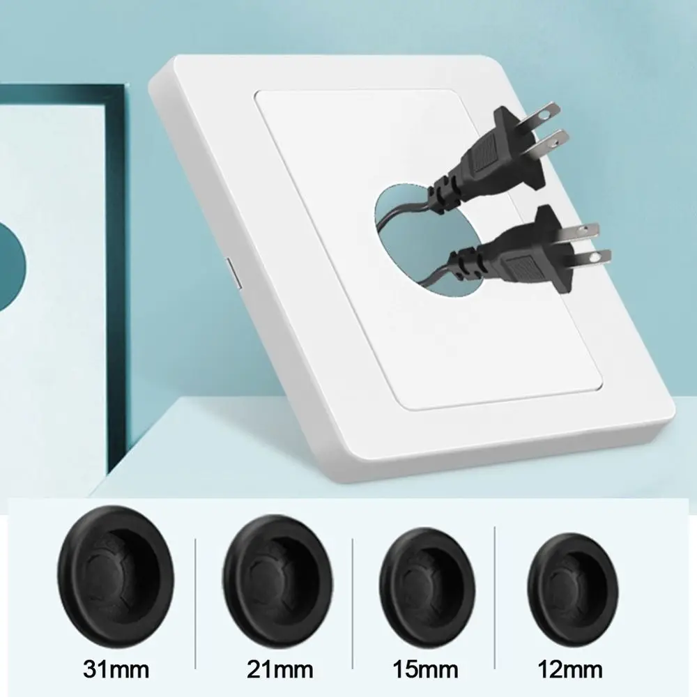 Home Improvement With Rubber Pad Wall Blank Panel With Outlet Hole 86Type Cable Cover Cable Socket Panel Office Cable Cover