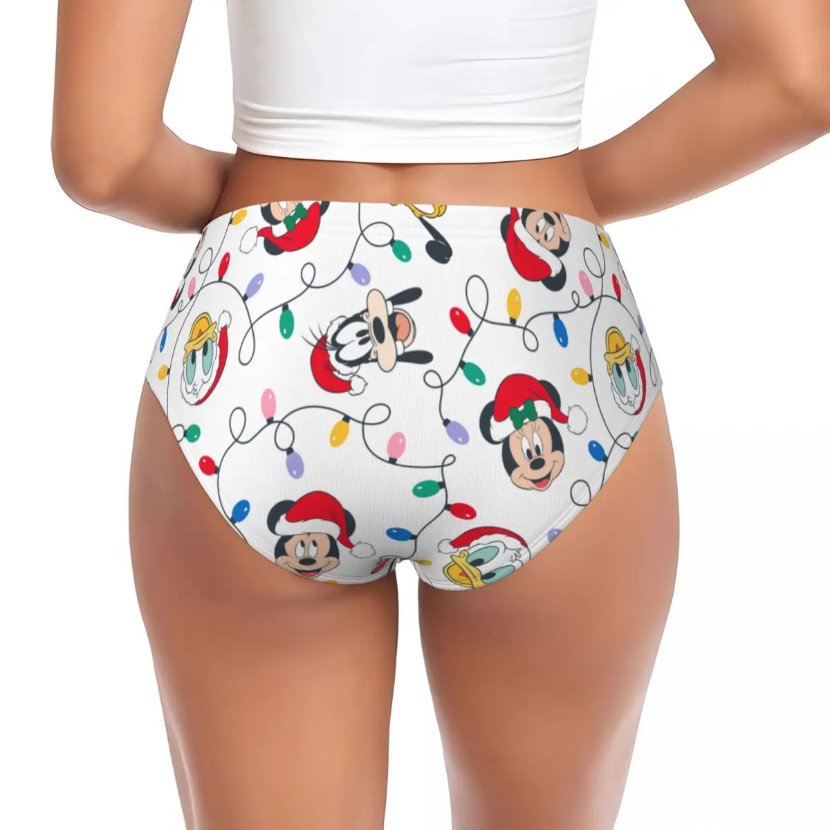 Women's Mickey Friends Christmas Lights Briefs High Waisted Seamless Underwear Invisible Full Coverage Briefs Panties