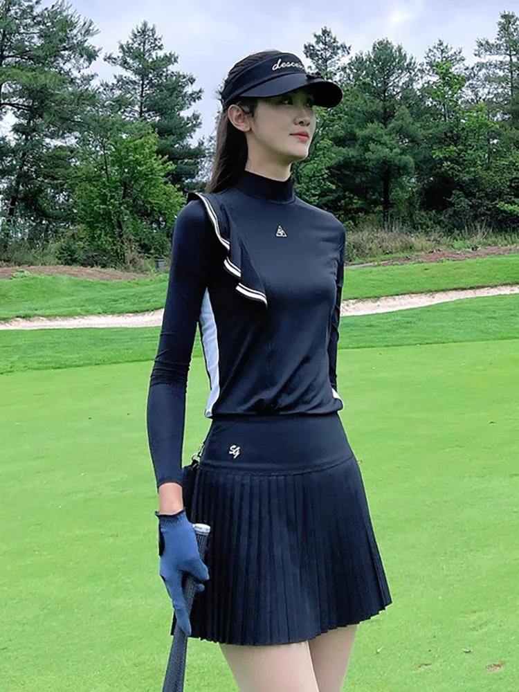 SG Golf Suit Women\'s Suit Summer Ice Silk Breathable Quick-drying Long-sleeved Top Pleated Skirt Slim Fit Golf Women\'s Clothing