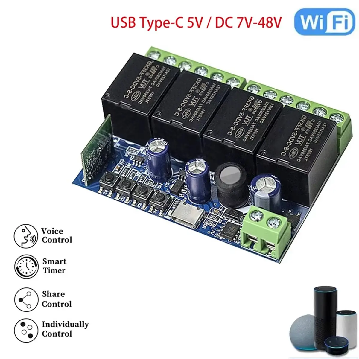 4CH Smart Wifi Switch Smart Relay Module DC 5V 12V 24V 48V Switch Timer Phone Remote Control for Home