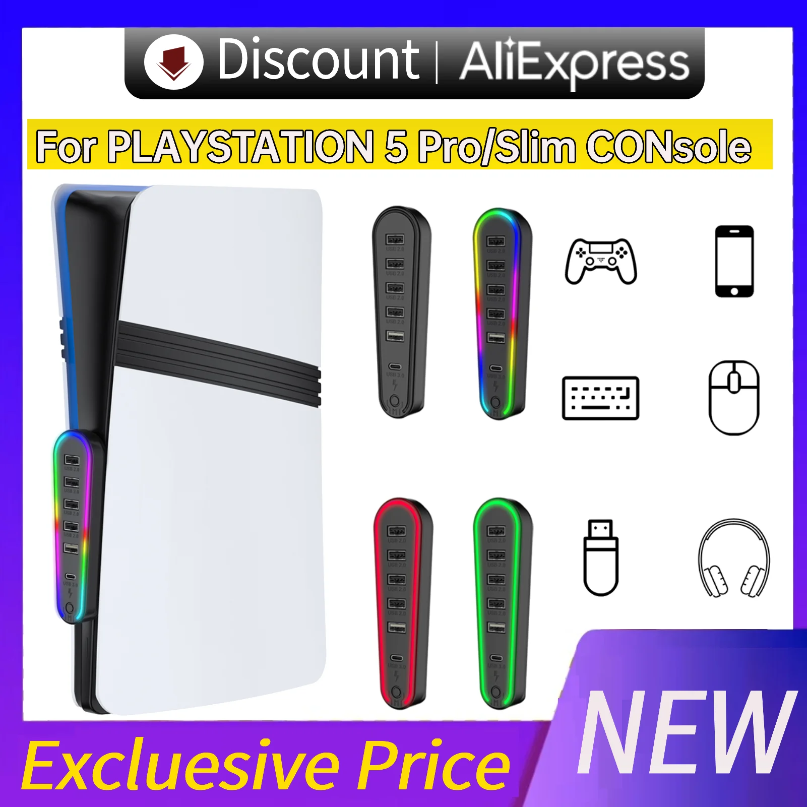 6 Ports USB Hub with RGB Light - огляд і ціна Usb Hub Gaming