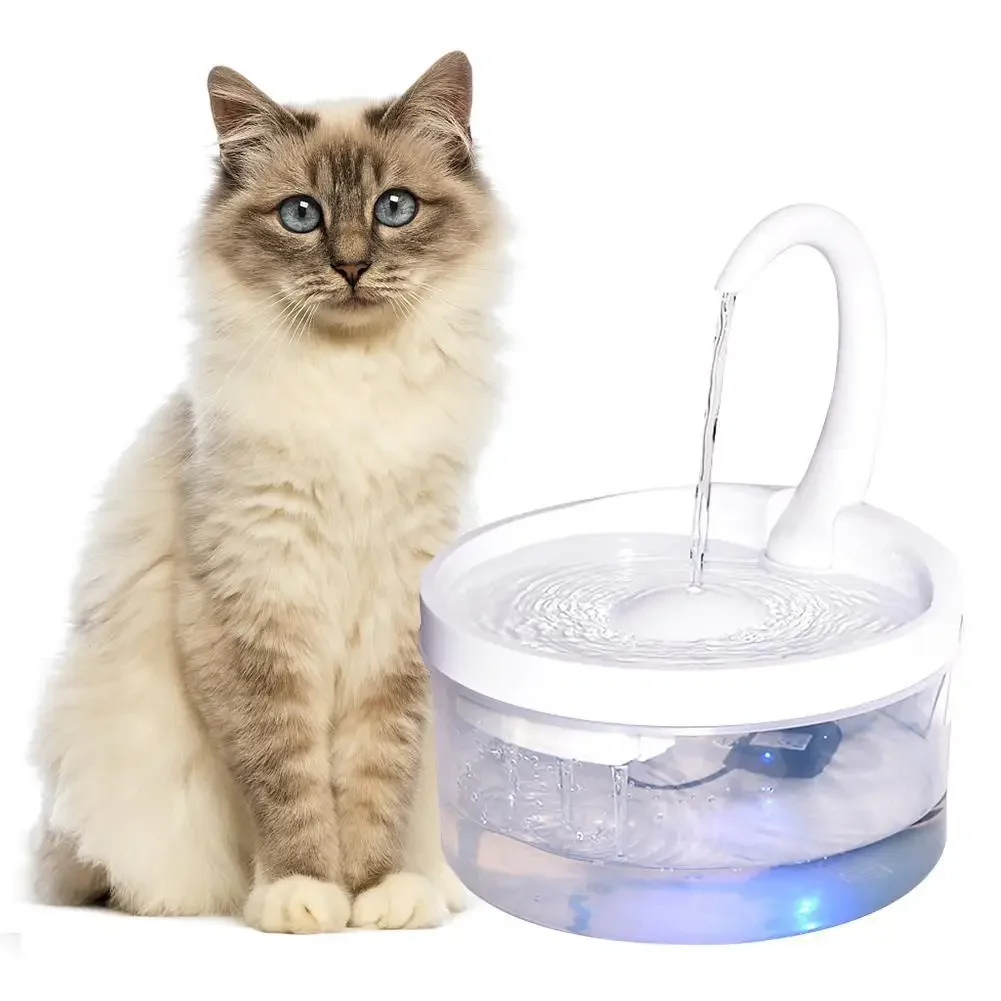 

2L Pet Cat Fountain LED Blue Light USB Powered Automatic Water Dispenser Cat Feeder Drink Filter for Cats Dogs Pet Supplier