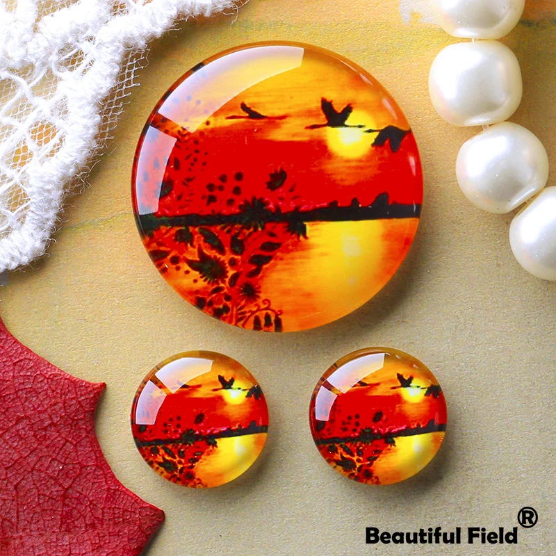 8mm 10mm 12mm 25mm 14mm 16mm 18mm 20mm Photo Beautiful Glass Cabochons Round Cameo Set Handmade Settings Stone Nature NA008