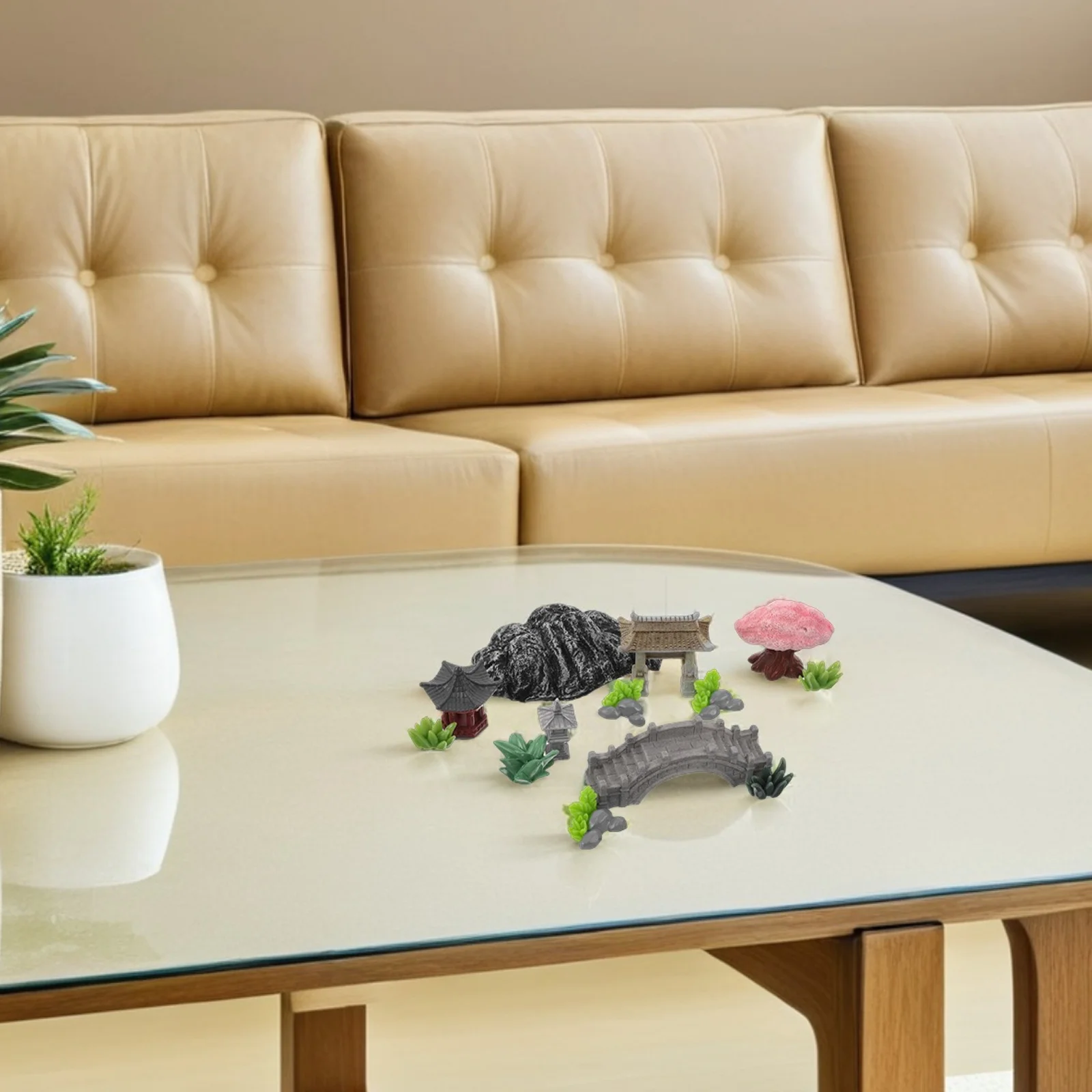 

1Set Miniature Zen Garden Decoration Chinese Rockery Bridge Pavilion for Bonsai Terrarium Fairy Garden Aquarium Micro Landscape