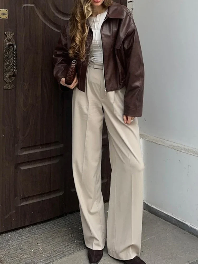 Autumn Winter New Women's Vintage Jackets Motorcycle Style PU Leather Coats Female Street Cool Windproof Short Outwear Tops