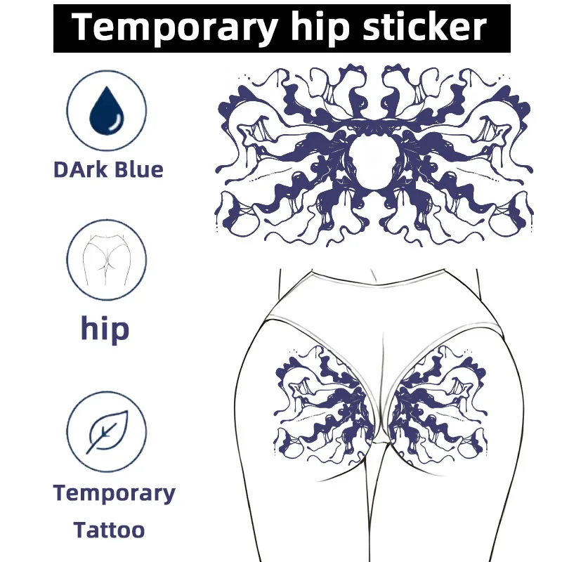 Girl sexy Buttocks and Buttocks Realistic Tattoo Sticker Waterproof Body Art Realistic Jellyfish Pattern Temporary Sticker Juice
