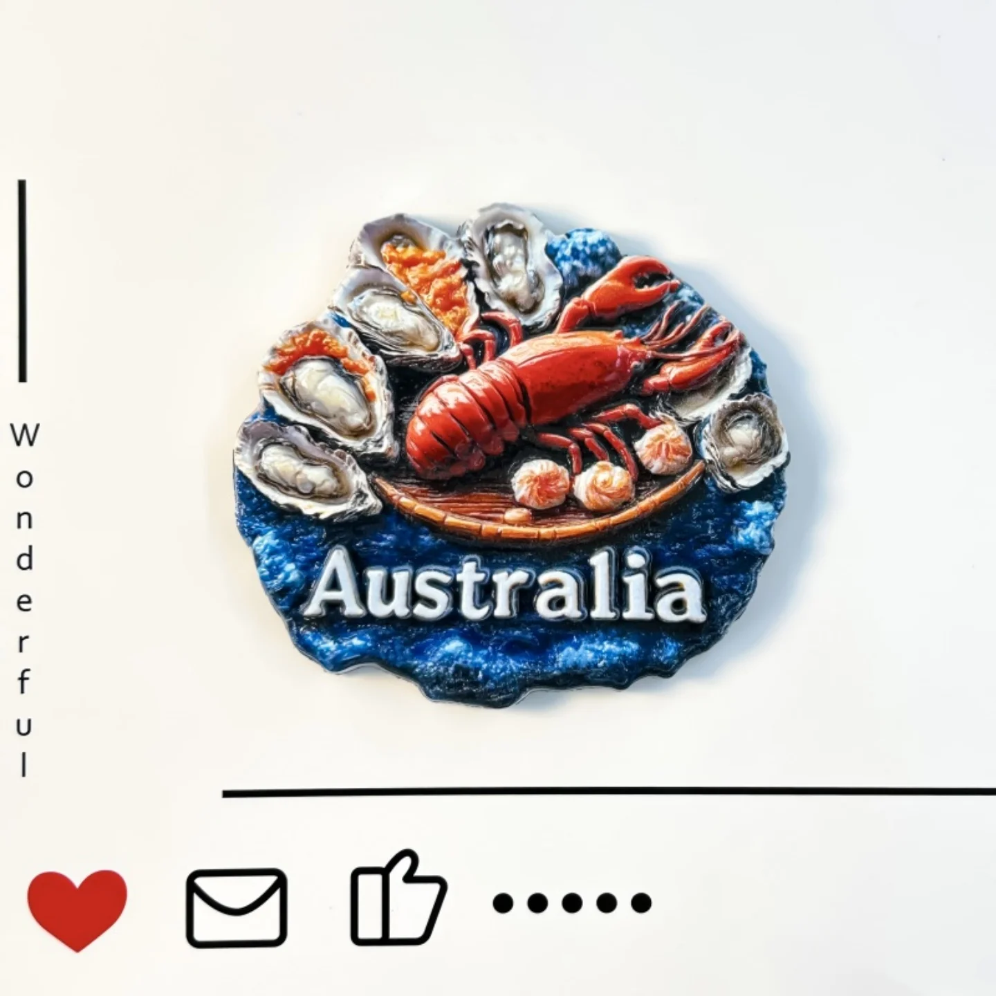 Australia, Seafood Feast, Creative 3D, Australian Dragon, Oysters, Shrimp Dumplings, Delicious Food, Refrigerator Stickers