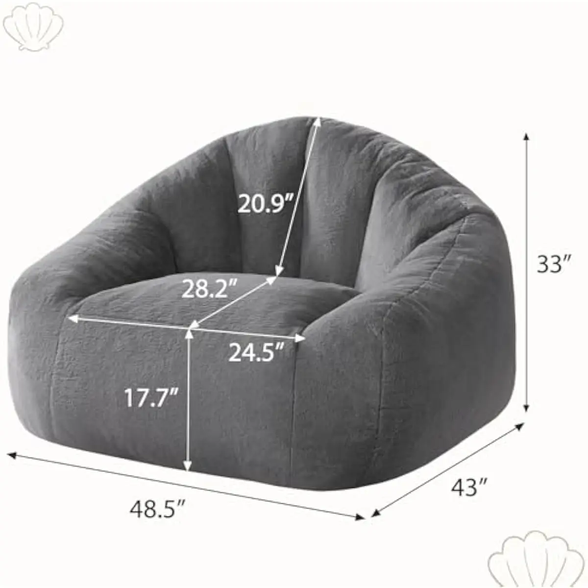 Extra-Large Memory Foam Lounger with Plush Faux Fur Cover • Ergonomic Contour Design for Full Back Support • Pet-Safe Corduroy E