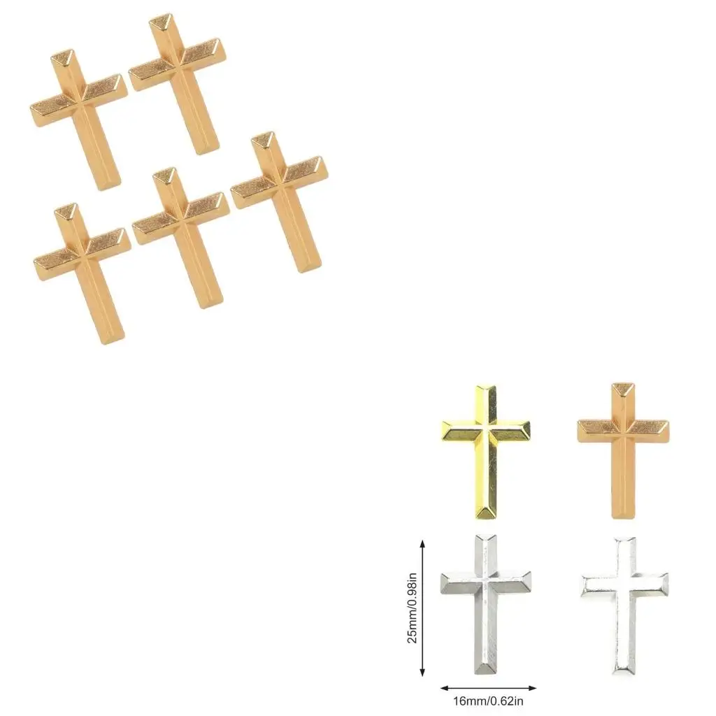  5pcs Crucifix Shaped Brooch Metal Badge Trendy Gold/Silver Tone Corsage Pins Fashion Unisex Accessory for Daily Wear